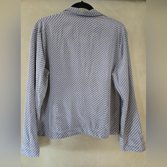 Grace Dane Lewis | Striped Silk Button-Up Shirt, Size 14 (Made Small) - Picture 3 of 7